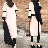 Áo khoác len nữ dày 2018 thu đông phiên bản mới của Hàn Quốc với kiểu dáng mỏng mảnh thời trang dài qua đầu gối len áo dạ