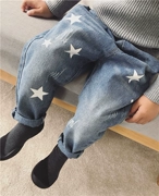 Một cửa hàng quần áo bằng gỗ quần áo trẻ em 19 quần jean trẻ em mùa thu mới lớn Ngôi sao xanh Nhật Bản 3-4 tuổi quần thủy triều - Quần jean