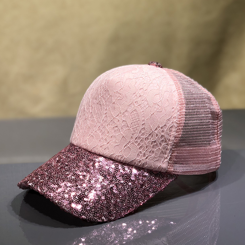 Pink NetHat female original rhinestone M peaked cap Korean version tide Versatile Spring and Autumn keep warm Hairball student street Baseball cap