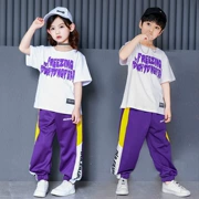 Street baby popping chàng trai và cô gái hiphop Street dance quần biểu diễn ra dịch vụ áo thun ngắn tay đáy quần màu tím - Trang phục