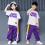 Street baby popping chàng trai và cô gái hiphop Street dance quần biểu diễn ra dịch vụ áo thun ngắn tay đáy quần màu tím - Trang phục shop quan ao baby