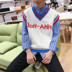 Hàn quốc phiên bản của mùa thu V-Cổ tay vest áo len nam cao đẳng gió vest dòng quần áo sinh viên áo sơ mi áo len triều Dệt kim Vest