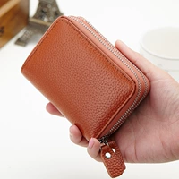 Thẻ da mới gói organ thẻ gói thẻ đôi dây kéo gói thẻ đa-thẻ vị trí lớp đầu tiên leather coin purse ví nữ hàng hiệu chính hãng