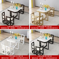 Мраморный квадратный стол+4 Стул с твердым деревом мягкой сумки