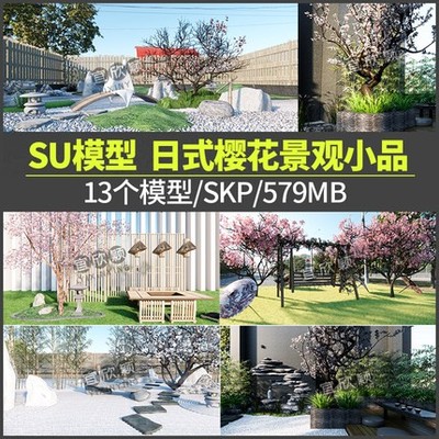 5512禅意新中式日式民宿会所茶室庭院樱花枯山水景观草图...-1