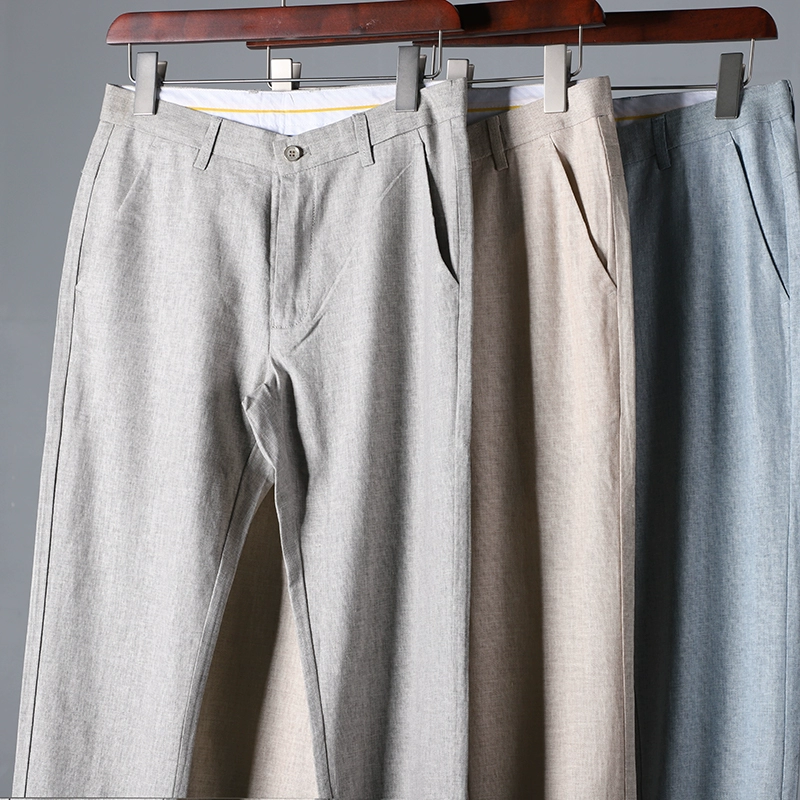 Vải lanh thoáng khí không được buộc mùa hè bằng vải cotton mỏng và quần dài bằng vải lanh cho nam giới kinh doanh quần âu - Quần mỏng