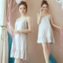 2018 Hàn Quốc đồ ngủ phụ nữ mùa hè bông cô gái sling nightdress sexy bông tay tươi hoa đầm kiểu đầm đẹp