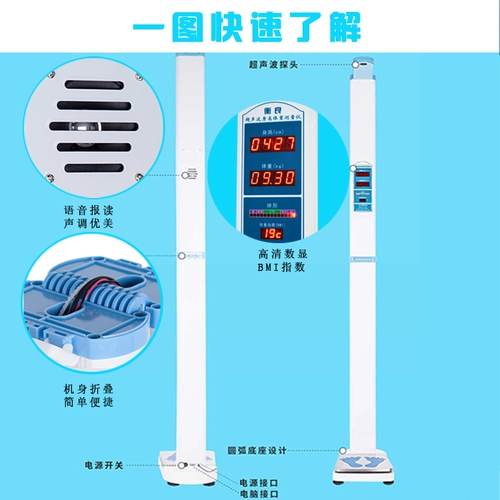 Прибор для измерения высоты и веса Полностью автоматическое ультразвуковое физическое осмотр Шкала Шанхай интеллектуальное голосовое тело Им. Человеческое тело называется щедро