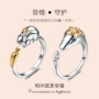 Nguyên bản s925 sterling bạc cặp vợ chồng nam nữ nhẫn mở vòng tiếp sức nhẫn nhẫn chuột thỏ lợn hổ rồng rắn nhẫn cặp bạc