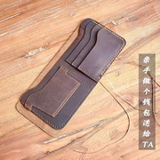 Ví da DIY Handmade Crazy Horse Leather Ví ngắn Top Layer Da Retro Đơn giản Ví nam