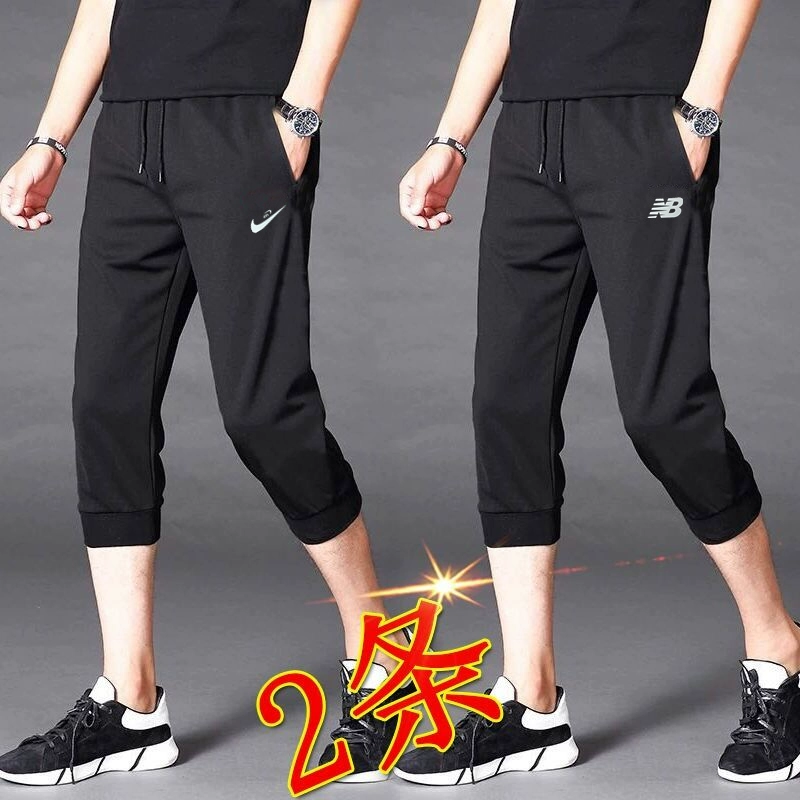 [2] mùa hè quần short nam phong cách Hàn Quốc hợp thời trang quần cắt cạp giản dị chân lỏng lẻo quần giữa quần 7 điểm - Crop Jeans