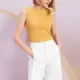 [Sản phẩm mới] Cộng với một chiếc quần lót cổ tròn thời trang có cúp tay ngắn có thể mặc bên ngoài với áo vest W01 - Áo vest