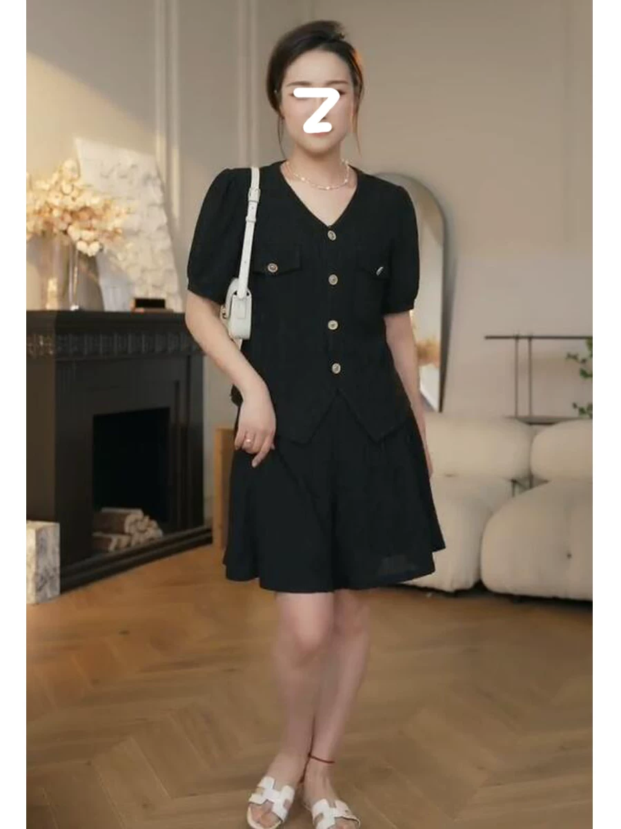 Комплект, шорты, вязаные брюки, плюс сайз, стиль Chanel