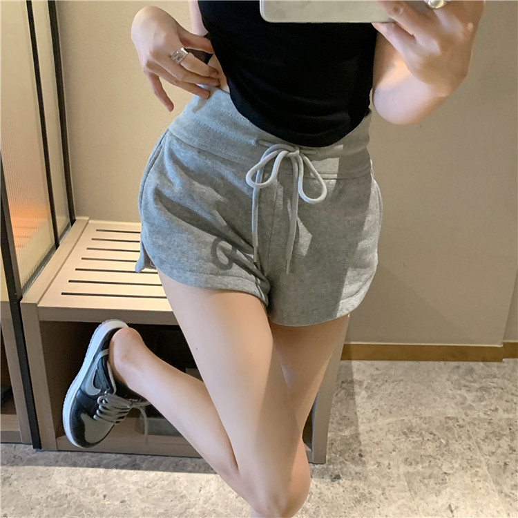 Sanmu Zi Fast Fashion Women's Clothing ~ Loose wide-leg shorts for women's summer high-waisted drawstring casual straight-leg sport pants