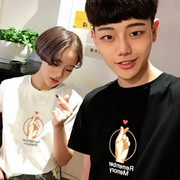 Cặp vợ chồng mùa hè ăn mặc Hàn Quốc phiên bản của hoang dã 2018 mới từ bi lỏng một nửa tay sinh viên ngắn tay T-Shirt triều của phụ nữ quần áo