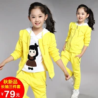 Trẻ em mặc bé gái mùa xuân và mùa thu 10 Bộ đồ trẻ em 2019 mới 6 tuổi thể thao 8 áo dài tay cotton 7 trẻ lớn 5 ba bộ - Phù hợp với trẻ em quần áo bơi trẻ em