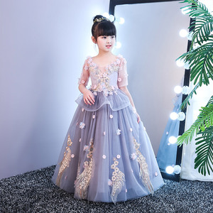 Trẻ em váy cưới lau váy công chúa váy cô gái pettiskirt nhỏ máy chủ đàn piano trang phục buổi tối ăn mặc