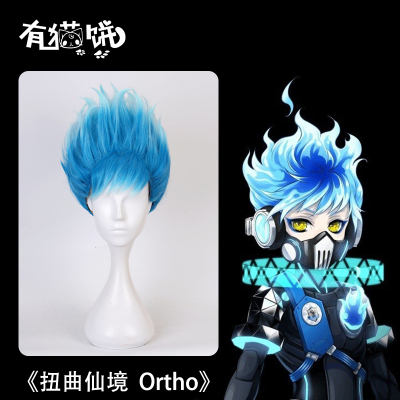 taobao agent Ortho distorted Wonderland COS wigs with cat cake shroud Alice sleepwalking Wonderland blue and white mixed hair