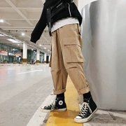 Quần âu nam phong cách Hong Kong mùa thu overalls xu hướng quần nam phiên bản Hàn Quốc của quần chín quần rộng cho nam và nữ