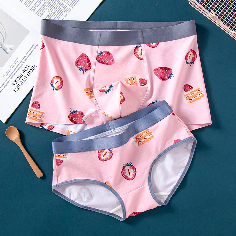 Strawberry Cakelovers underpants modal  pure cotton lovely originality Double men and women Underwear Couple shorts suit