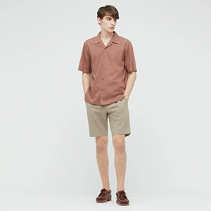 UNIQLO Мужская рубашка с открытым воротником из модала и хлопка (с коротким рукавом) 436524 UNIQLO