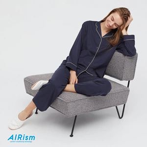 Uniqlo Женская атмосфера хлопчатобумажной пижамы (длинные рукава) 437223 Uniqlo