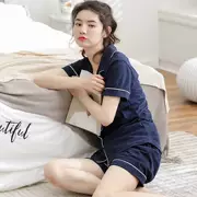 Đồ ngủ nữ cotton mùa hè dài tay phục vụ tại nhà mùa xuân và mùa thu mỏng phần cotton phiên bản Hàn Quốc của bộ đồ hai dây mùa hè cỡ lớn tươi - Bộ Pajama