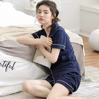 Đồ ngủ nữ cotton mùa hè dài tay phục vụ tại nhà mùa xuân và mùa thu mỏng phần cotton phiên bản Hàn Quốc của bộ đồ hai dây mùa hè cỡ lớn tươi - Bộ Pajama đồ bộ bé gái