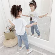 Cô gái mặc bộ đồ mùa hè 2019 trẻ em mới phiên bản Hàn Quốc của chàng trai cực kỳ ngoại cỡ, hợp thời trang ngắn tay hai mảnh mùa hè - Phù hợp với trẻ em