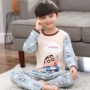 Cartoon Boy Pyjama Mùa hè dài tay Cotton Big Boy Boy Girl Dịch vụ nhà trẻ em Set Crayon Shinchan bộ khủng long dễ thương