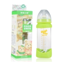 Зеленая стеклянная бутылочка для кормления, 260 мл, защита при падении