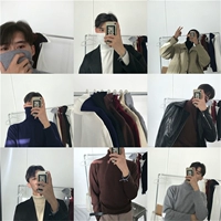 NAM 17 mùa thu và mùa đông mô hình cao cổ áo len nam Hàn Quốc phiên bản của màu rắn áo thun áo len dài tay mỏng đáy áo sơ mi nam áo khoác nam đẹp