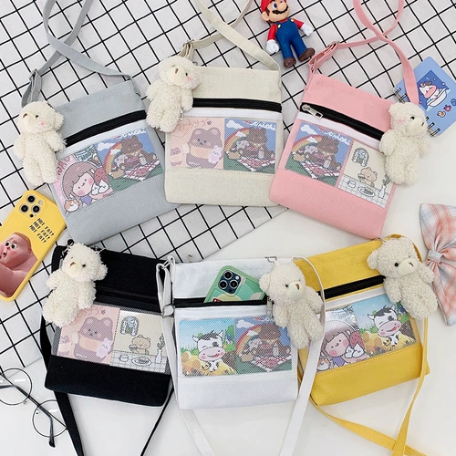 Шоппер для школьников, японская сумка на одно плечо, свежая милая сумка для телефона, кошелек