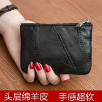 Da cừu khâu ladies ngắn coin purse da đơn giản nhỏ túi xách dây kéo túi đồng xu của nam giới túi chìa khóa gói thẻ ví đựng thẻ