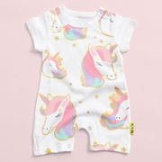 Wlook ban đầu in baby mùa hè kiểu váy công chúa sơ sinh cho bé jumpsuit tay ngắn dễ thương [kỳ lân] - Áo liền quần