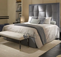 Ánh sáng hậu hiện đại sang trọng đơn giản Ý vải da mờ Ý giường đôi mô hình phòng ngủ chính FENDI Fendi - Giường giường ngủ có ngăn kéo