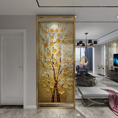 напольная ширма 现代北欧铝合金屏风隔断客厅玄关轻奢金属屏风办公室布艺定制隔断 Smayer