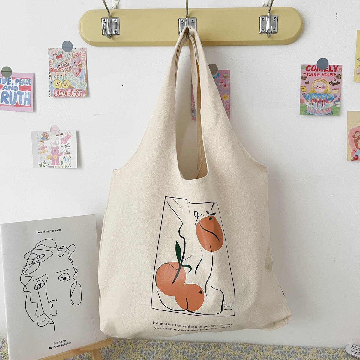 Peach Vest BagKorean version new pattern solar system commute Design Canvas bag The single shoulder bag high-capacity like a breath of fresh air Versatile Cloth bag female summer