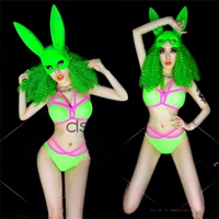 Сексуальная флуоресцентная зеленая маска в зоне бикини, костюм