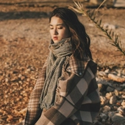 Khăn quàng nữ mùa đông dày lên cho học sinh Hàn Quốc khăn choàng đan hoang dã dài để tăng chiếc khăn ấm áp cho nam Anh