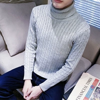 Mùa đông Hàn Quốc phiên bản của người đàn ông chặt chẽ của cao cổ áo dài cổ áo đan áo len thanh niên mùa thu và mùa đông dài cổ dài dưới áo len áo len cardigan nam