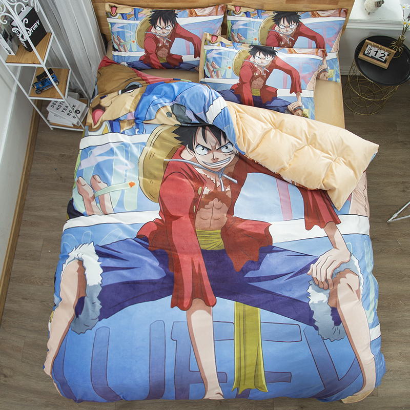 Dark GreyCartoon comic Naruto sheet Four piece suit Yu Zhibo Weasel Quilt cover sheet dormitory Three piece set thickening keep warm