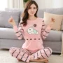 Bộ đồ ngủ dài tay mùa xuân và mùa thu cotton dài tay của phụ nữ có thể được mặc bên ngoài của cậu bé lớn bộ mặc nhà đẹp