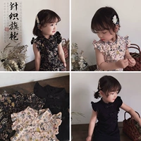 Ципао для девочек, платье, детское ханьфу, китайский стиль, 1-3 лет, цветочный принт