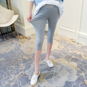 Mùa hè chống nhẹ eo thấp bà bầu dạ dày quần legging hè Quần cotton bà bầu thời trang quần mẹ cắt cúp quần - Phụ nữ mang thai quần / quần bụng