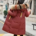 Bông 袄 nữ 2018 mới phần dài Hàn Quốc phiên bản của hoang dã tự trồng lớn cổ áo lông thú áo khoác mùa đông dày bông quần áo triều áo lông vũ dáng dài uniqlo Bông