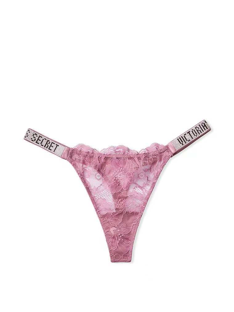 2Hxc RoseAll love drill pants rhinestone sexy T-back Victoria's Secret Broken drill Letter drill T-back Yang Mi Same