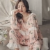 Yuezi quần áo mùa xuân và mùa thu satin cotton phụ nữ mang thai Bộ đồ ngủ sau khi mang thai nữ mùa hè mỏng phần cho con bú dịch vụ nhà cho ăn - Giải trí mặc / Mum mặc mua đồ bầu Giải trí mặc / Mum mặc