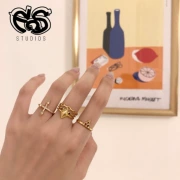 [EOS STUDIO] Nhẫn vàng 18k mạ vàng tùy chỉnh được sản xuất tại Châu Âu và Hoa tre cổ điển mặc phụ nữ thời trang