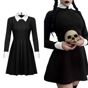 Gia Đình Addams cos trang phục Halloween Thứ Tư Addams váy đen trang phục hóa trang